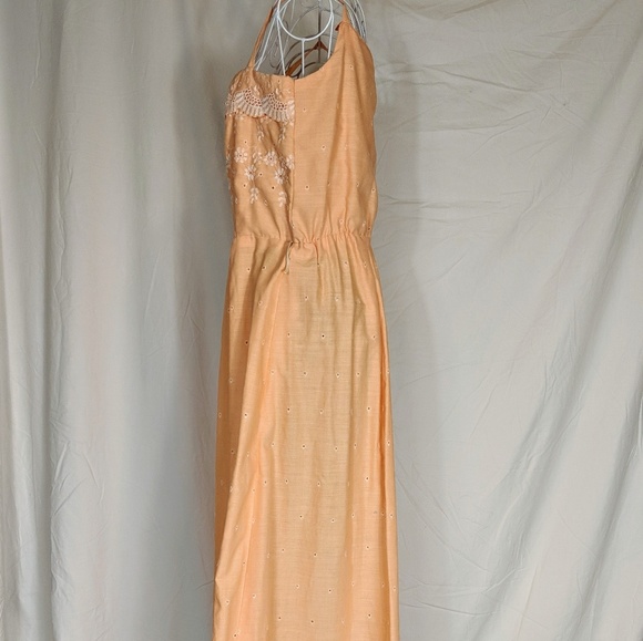 1970s Vintage Handmade Maxi Sundress in Peach - Picture 2 of 8